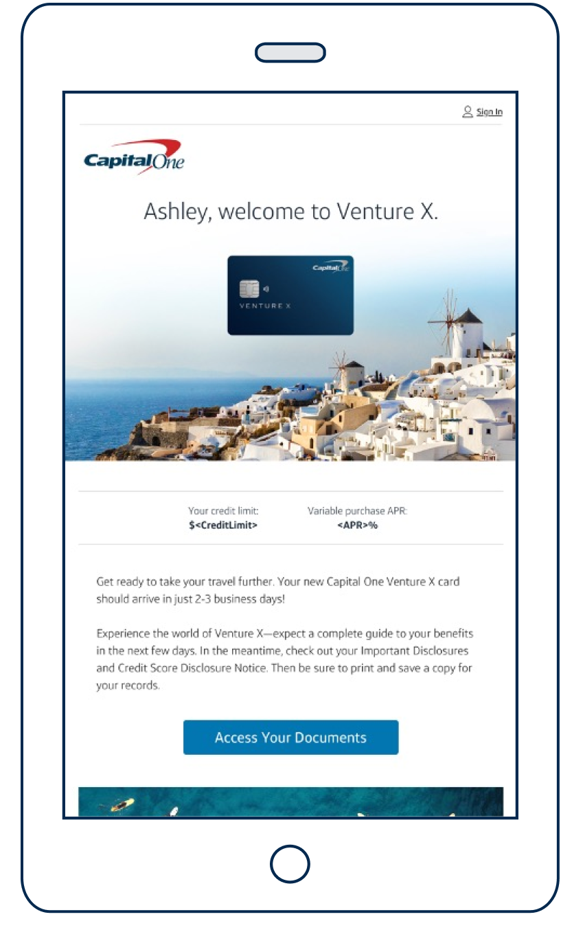 Venture X credit card digital ad with mountains